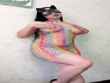 nipples visible through the colored mesh